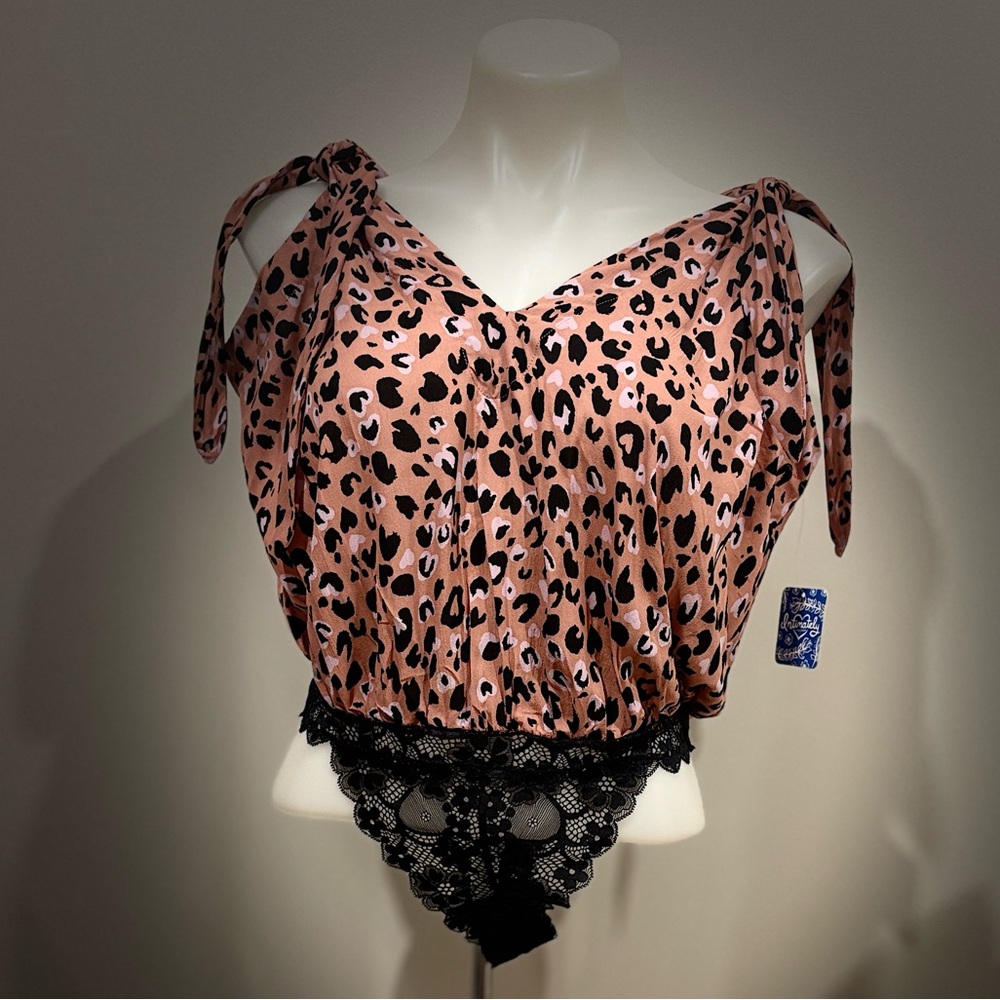 NWT Free People Pink Leopard Print Top - Picture 5 of 11